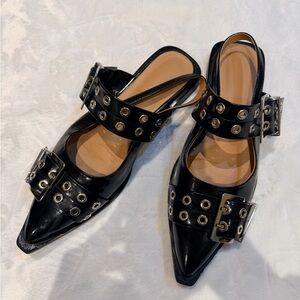 Amazon Black Buckle Slingback flats